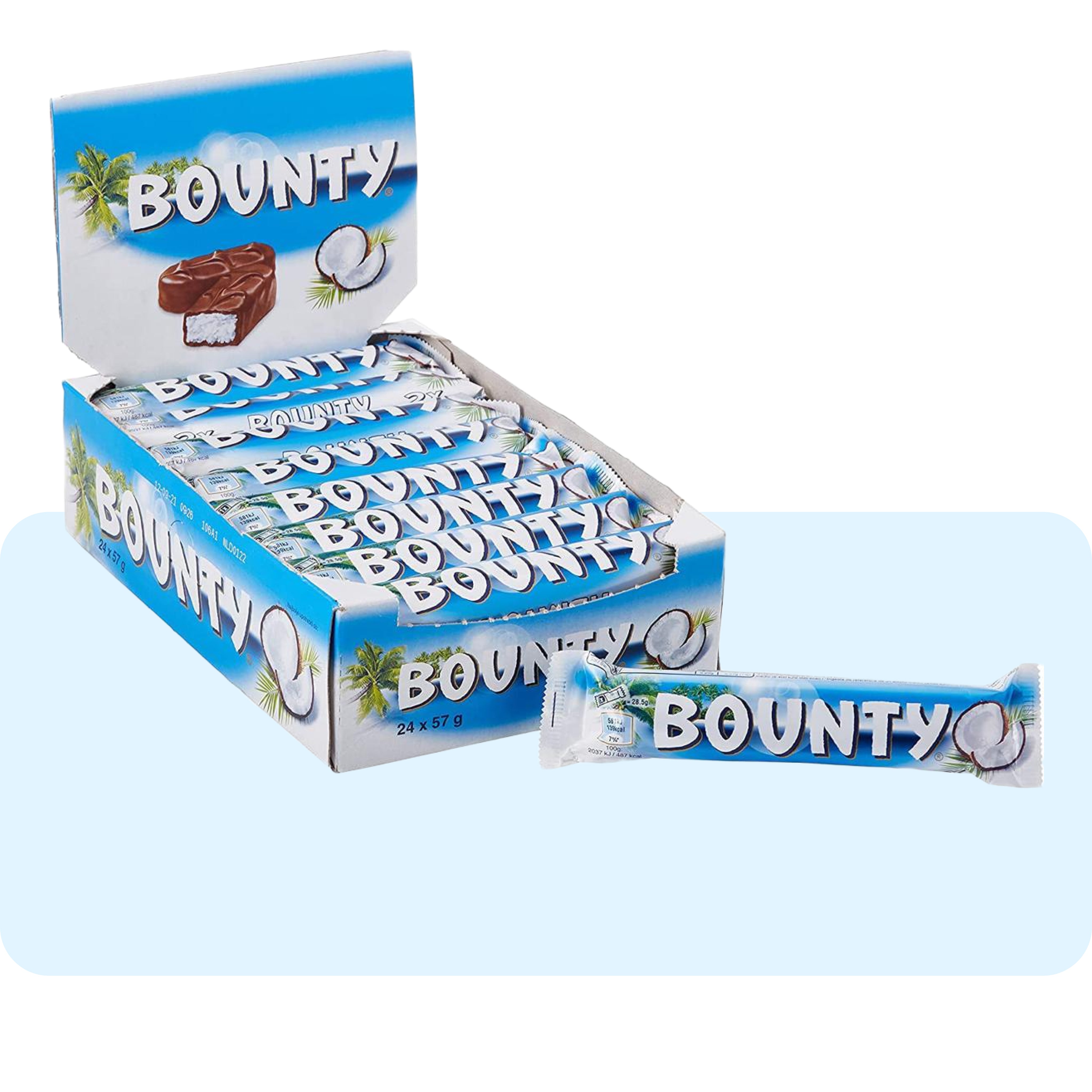 Bounty Coconut Chocolate Bar - Box of 24 (57g Each)