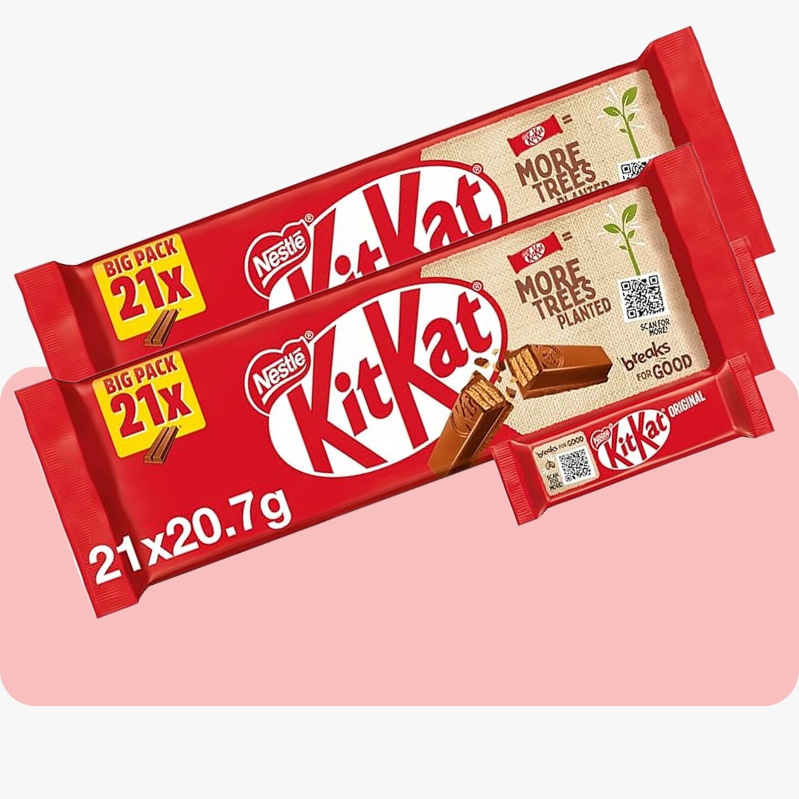 2 Pack KitKat Milk 2 Finger Chocolate Biscuit Bars